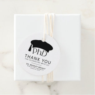 PhD Doctoral Grad Hat Graduation Thank You Favour Tags
