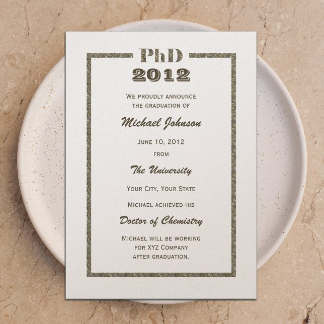 PhD Doctoral Graduation Announcement Metallic (Creator Uploaded)