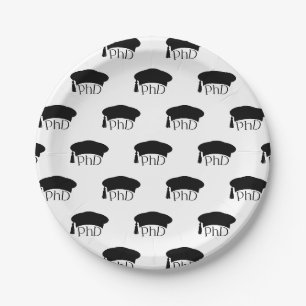 PhD Doctoral Hat Doctoral Degree Graduation Paper Plate