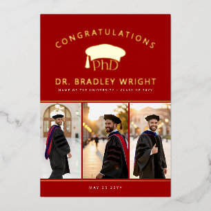 PhD Doctoral Hat Doctoral Graduation Foil Card