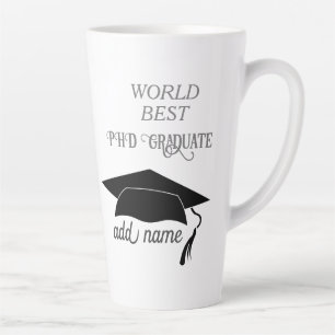 phd doctorate graduate cap celebration present latte mug