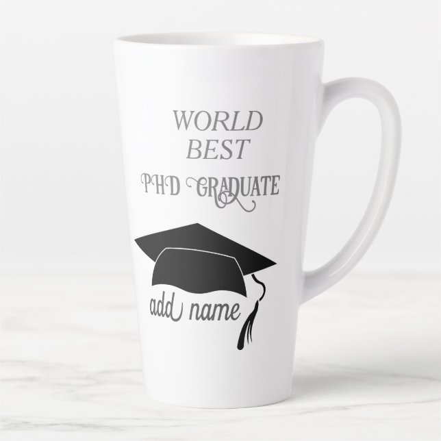 PHD Doctorate Graduation Celebration Congratulates Latte Mug (Right)