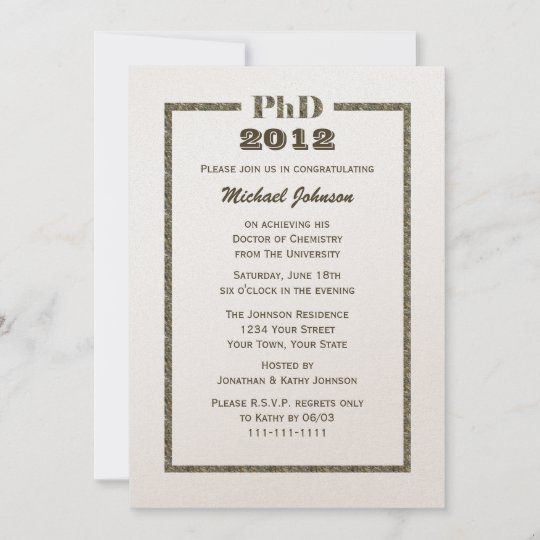 PhD Doctorate Graduation Invitation Metallic | Zazzle.co.uk