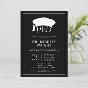 Phd Doctorate Hat Doctoral Degree Graduation Invitation