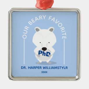 PhD Favourite Polar Bear Funny Graduation Metal Tree Decoration