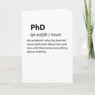 PhD Funny Dictionary Definition Card