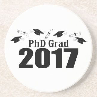 PhD Grad 2017 Caps And Diplomas (Black) Coaster