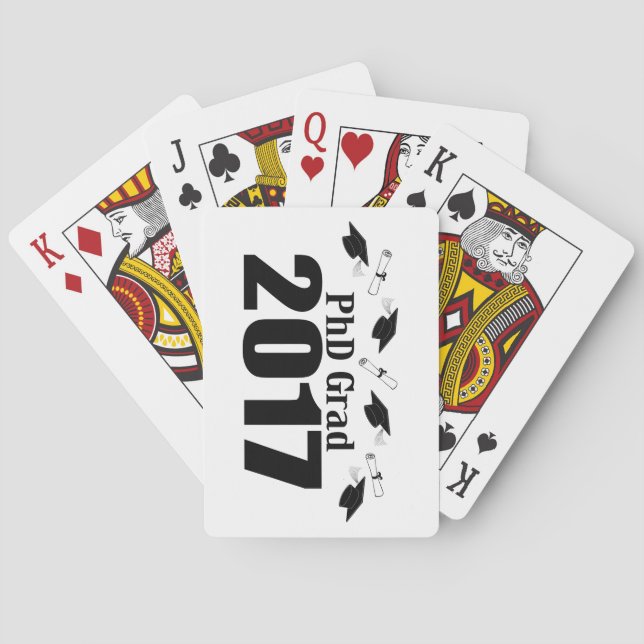 PhD Grad 2017 Caps And Diplomas (Black) Playing Cards (Back)