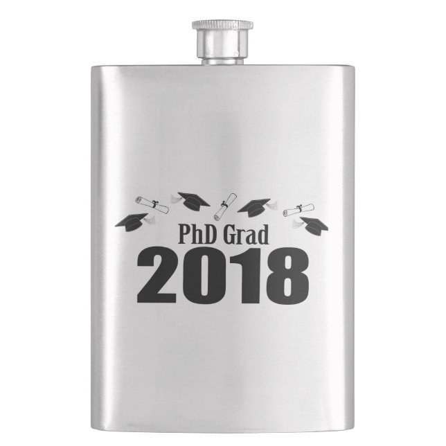 PhD Grad 2018 Caps And Diplomas (Black) Hip Flask (Front)
