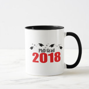 PhD Grad 2018 Caps And Diplomas (Red) Mug