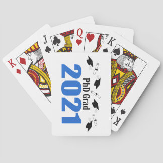 PhD Grad 2021 Caps And Diplomas (Blue) Playing Cards