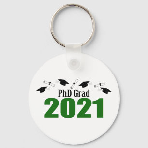 PhD Grad 2021 Caps And Diplomas (Green) Key Ring