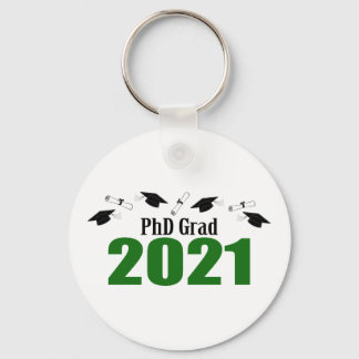 PhD Grad 2021 Caps And Diplomas (Green) Key Ring