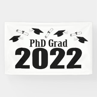 PhD Grad 2022 Caps And Diplomas (Black) Banner