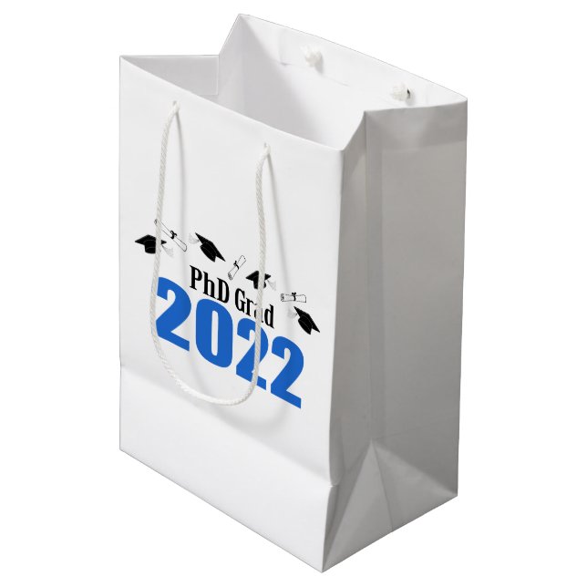 PhD Grad 2022 Graduation Gift Bag (Blue) (Front Angled)