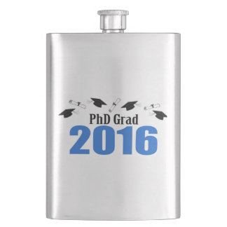 PhD Grad Class Of 2016 Caps And Diplomas (Blue) Hip Flask