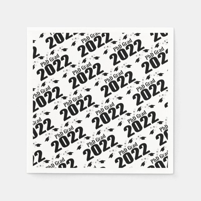 PhD Grad Graduation Caps & Diplomas (Black) Napkin (Front)