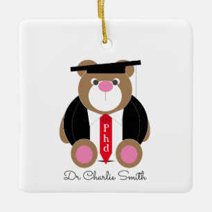 Phd Graduation Bear congratulations Ceramic Ornament