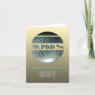 PhD graduation congratulation card personalizable