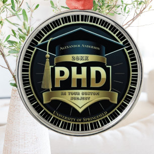 Phd graduation doctoral thesis medal metal tree decoration