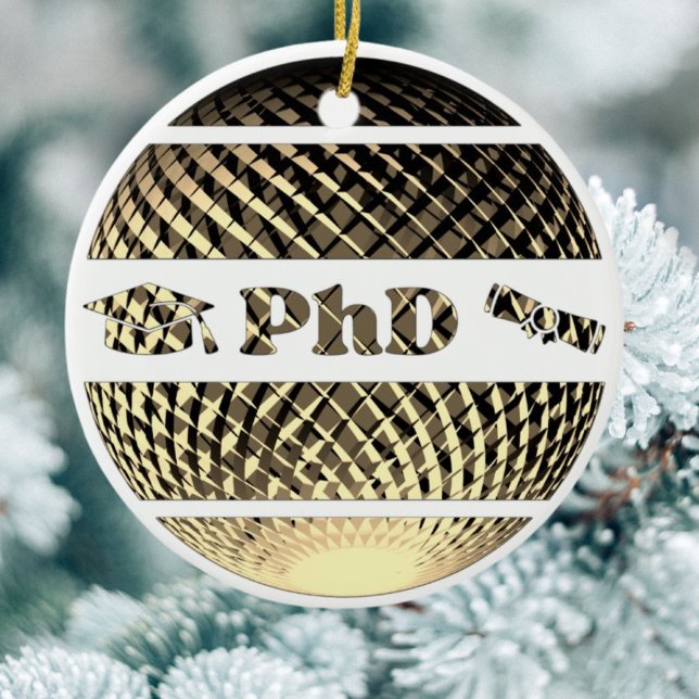 PhD graduation gold Ceramic Tree Decoration (Creator Uploaded)