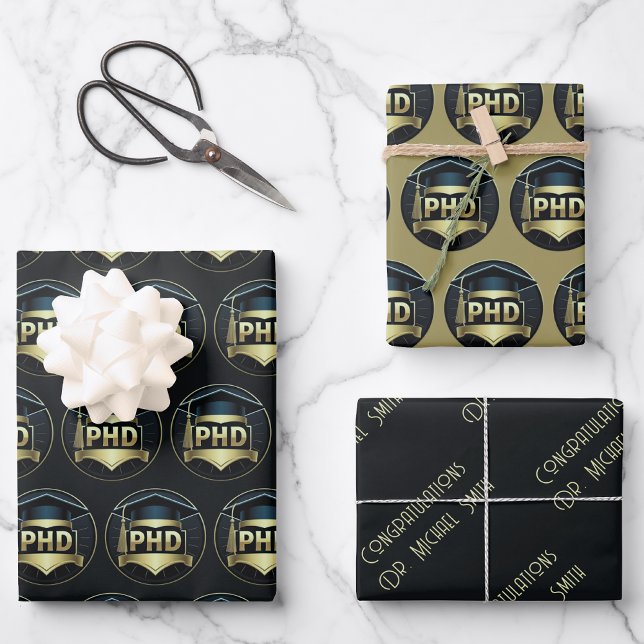 PhD graduation gold gift wrapping Tissue Paper (Creator Uploaded)