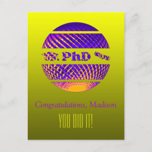 PhD graduation greeting card colourful