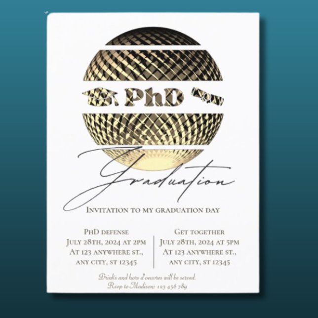 Phd graduation invitation  postcard (Creator Uploaded)