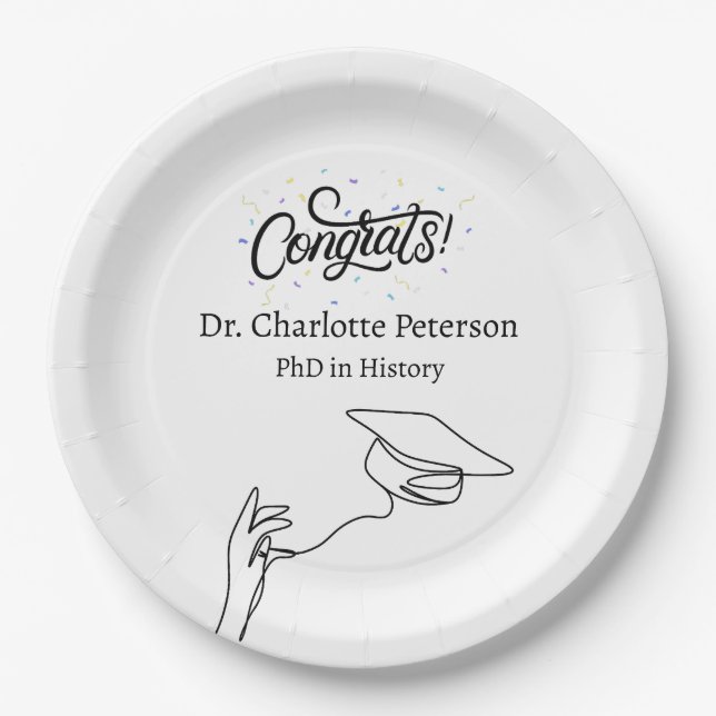 PhD Graduation Party  Paper Plate (Front)