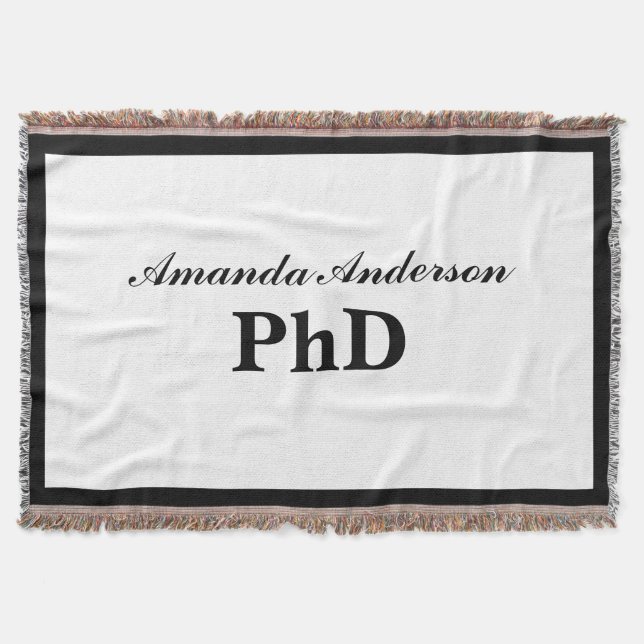 PhD Graduation Personalised Name Throw Blanket (Front)