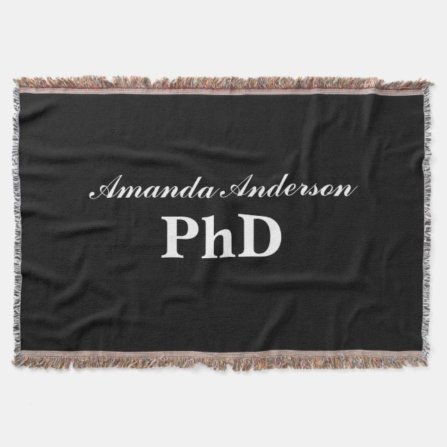 PhD Graduation Personalised Name Throw Blanket (Front)