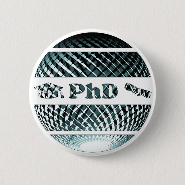 PhD graduation platinum blue 6 Cm Round Badge (Front)