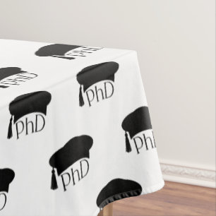 PhD Hat Doctoral Degree Graduation Pattern Tablecloth