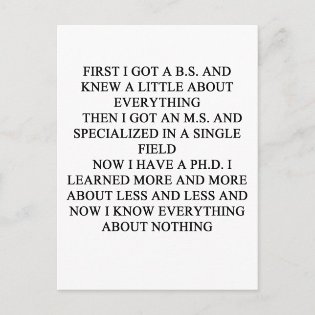 PHD joke Postcard (Front)