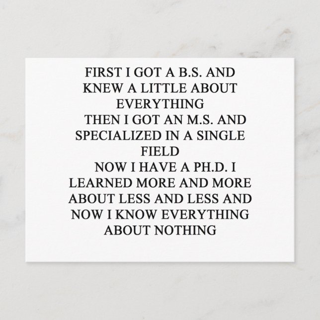 PHD joke Postcard (Front)