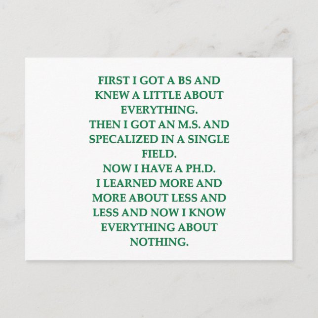 phd joke postcard (Front)