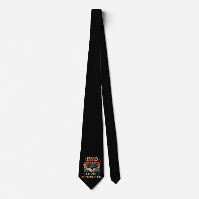 PhD Level Complete Graduation Doctorate Gaming Tie (Front)