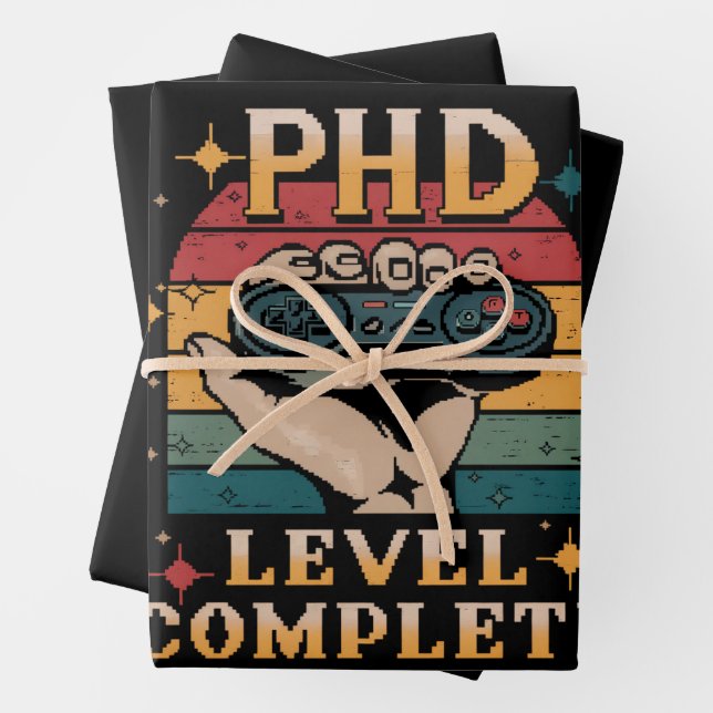 PhD Level Complete Graduation Doctorate Gaming Wrapping Paper Sheet (In situ)