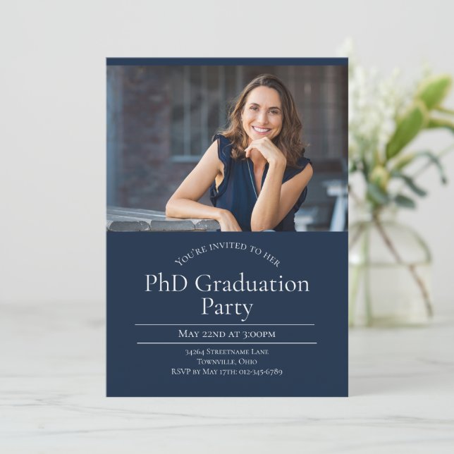 PhD Two Photo Graduation Invitation (Standing Front)