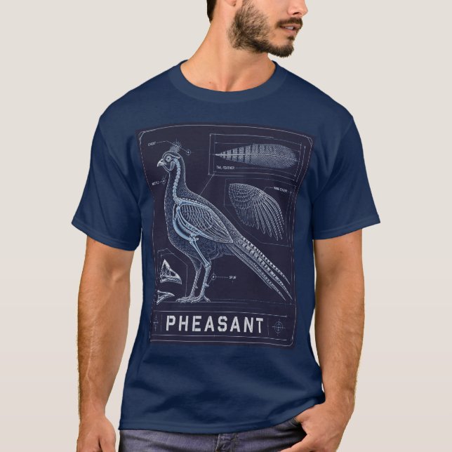 Pheasant Anatomy Blueprint T-Shirt (Front)