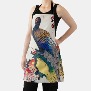 Pheasant and chrysanthemum, Hiroshige, Ukiyo-e Apron