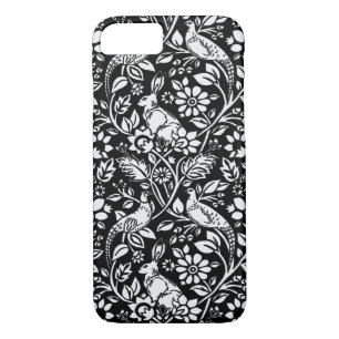 Pheasant and Hare Pattern, Black and White  iPhone 8/7 Case