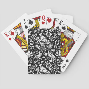 Pheasant and Hare Pattern, Black and White Playing Cards