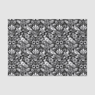Pheasant and Hare Pattern, Black and White  Tissue Paper