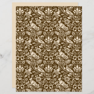 Pheasant and Hare Pattern, Brown and Beige