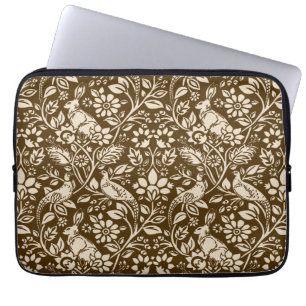 Pheasant and Hare Pattern, Brown and Beige   Laptop Sleeve