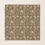 Pheasant and Hare Pattern, Brown and Beige   Scarf<br><div class="desc">Square scarf in a William Morris,  Art Nouveau wallpaper design of pheasants and hares set among leaves,  vines and flowers - beige on a chocolate brown background</div>