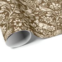 Pheasant and Hare Pattern, Brown and Beige