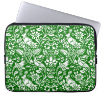 Pheasant and Hare Pattern, Emerald Green and White
