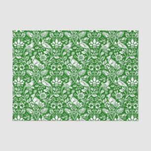 Pheasant and Hare Pattern, Emerald Green and White Tissue Paper